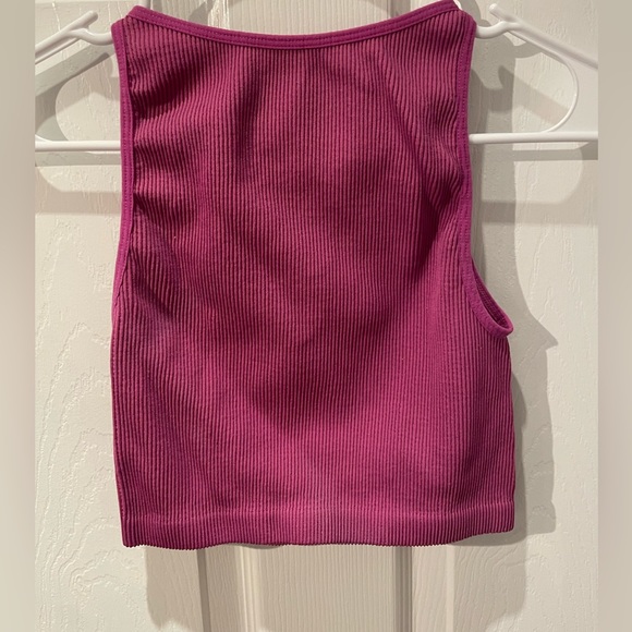 Cotton On Fuschia Ribbed Cropped Tank Top Size M/L - Picture 1 of 6